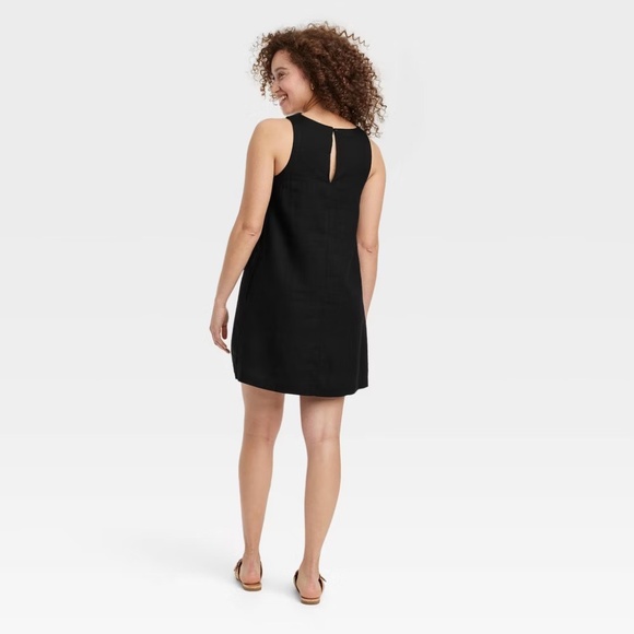 A New Day Women's Linen Mini Shift Dress, Black - Picture 3 of 6